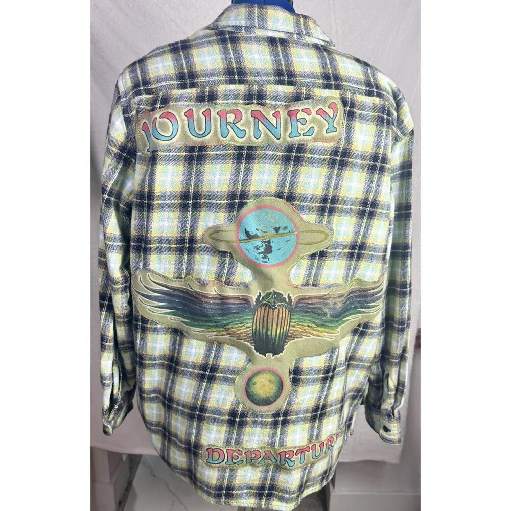 April 25th‎ Flannels – Journey Departure Upcycled Plaid Levis Unisex L Grunge
